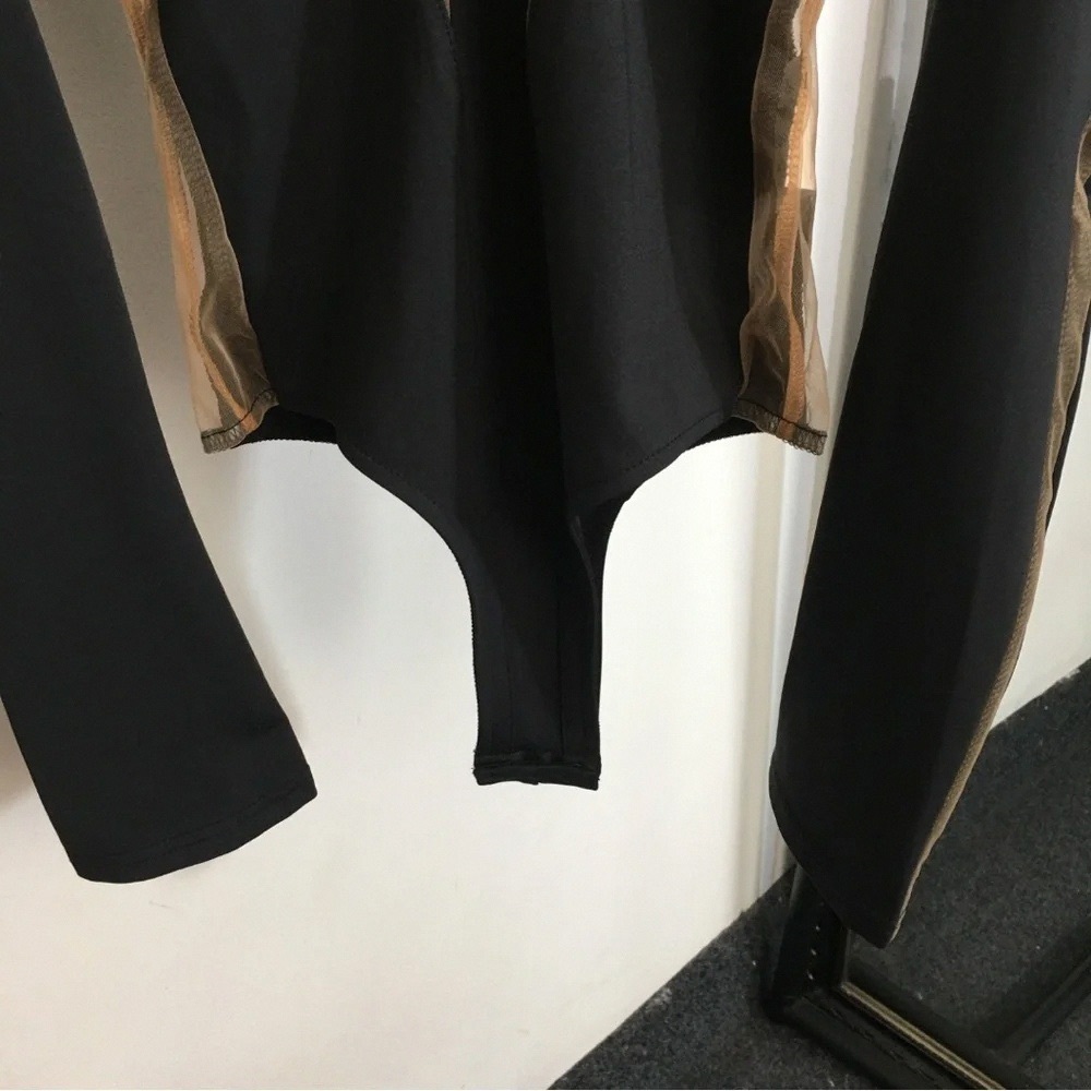 Mugler Sheer Mesh Cutout Bodysuit Black Long Sleeve - Picture 7 of 8